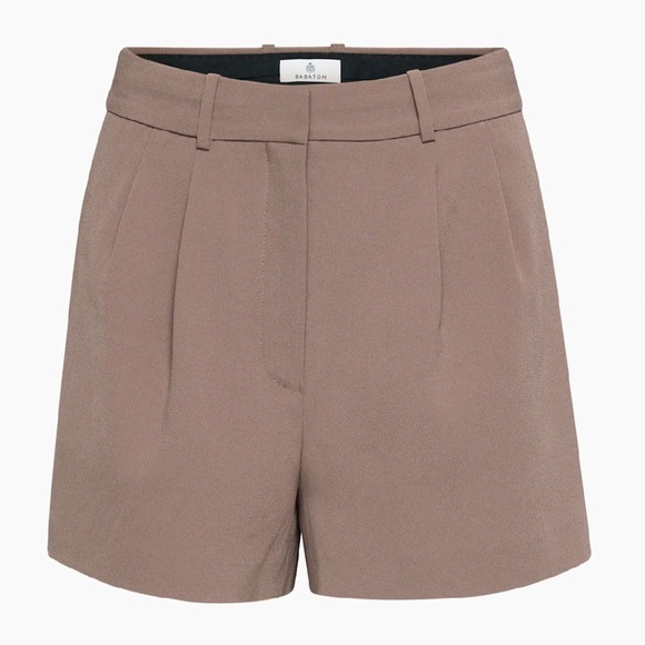 Babaton Pants - Babaton Pleated Mini Short in Deep Taupe